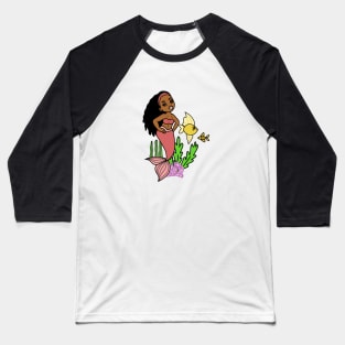 Cute Afro Mermaid Melanin Girl Baseball T-Shirt